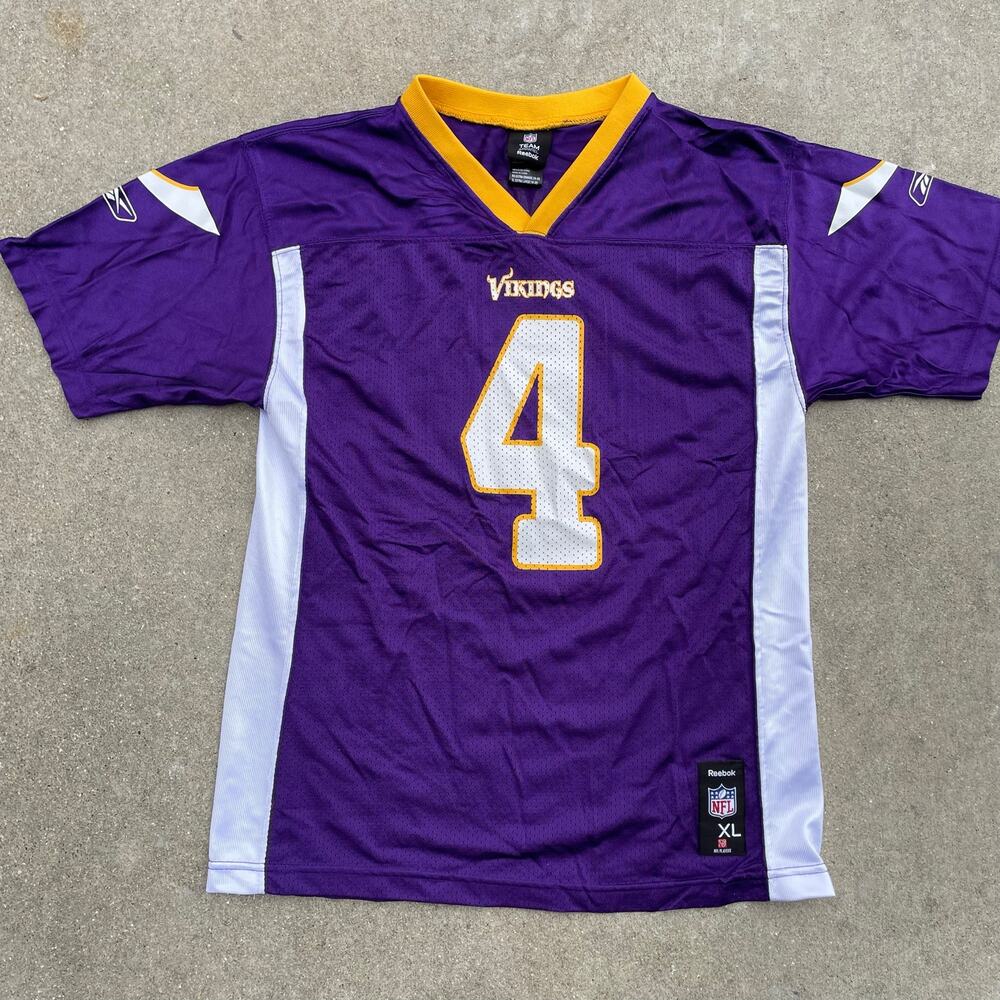 Reebok Brett Favre Minnesota Vikings #4 Jersey Purple Youth XL Adult S NFL